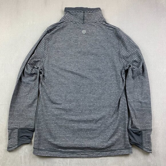 Lululemon Mens Pullover Small Gray Striped 1/4 Zip Lightweight Performance Soft - Picture 8 of 9